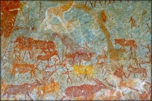 The historic and culturally relevant San Art or rock inscriptions at the Inanke Cave, Matobo National Park, Bulawayo,